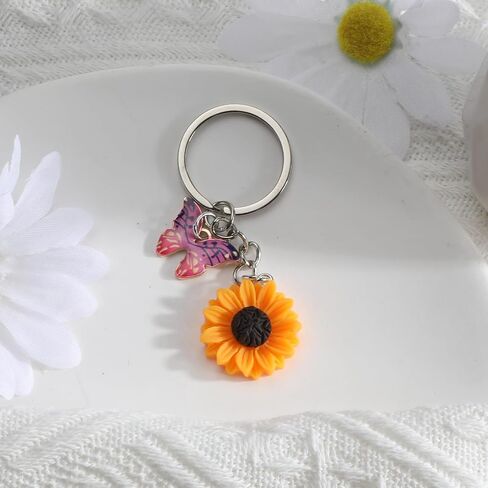 Butterfly Bee Sunflower Keychain for Women, Sunflower Bag Charms Gifts for Mom,Daughter,Friends,Teacher in Saudi Arabia