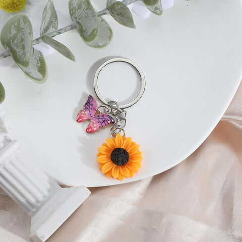 Butterfly Bee Sunflower Keychain for Women, Sunflower Bag Charms Gifts for Mom,Daughter,Friends,Teacher in Saudi Arabia