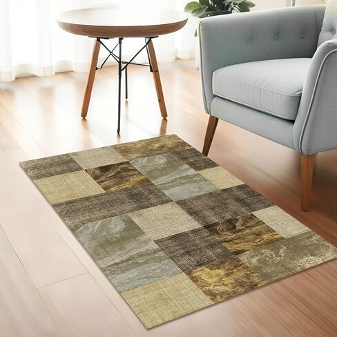 5×7 Washable Modern Area Rugs,Checkered Abstract Neutral Non-Slip High Traffic Large Carpet for Office, Living Room,Bedroom,Dining Room and Farmhouse,Spring Green in Saudi Arabia