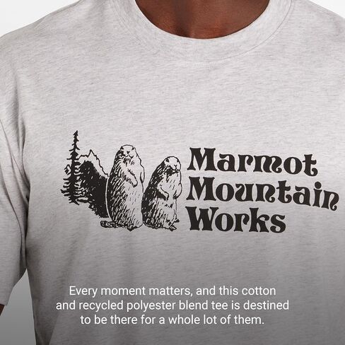 Marmot MMW MMW قصيرة الأكمام-رسم مطبوع على الشاشة على مزيج ناعم ، قابل للتنفس وصديق للبيئة/مزيج بولي in Kuwait