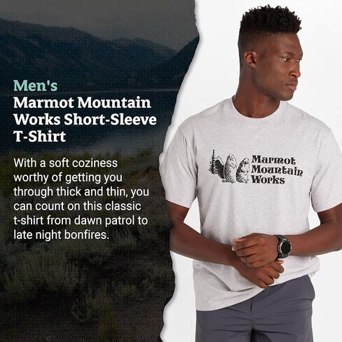 Marmot MMW MMW قصيرة الأكمام-رسم مطبوع على الشاشة على مزيج ناعم ، قابل للتنفس وصديق للبيئة/مزيج بولي in Kuwait