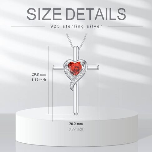 قلادة من Toupop Birthstone Cross للنساء 925 sterling Silver Heart Cross Netclace Netclace Histricl Homizes for Homest in Saudi Arabia