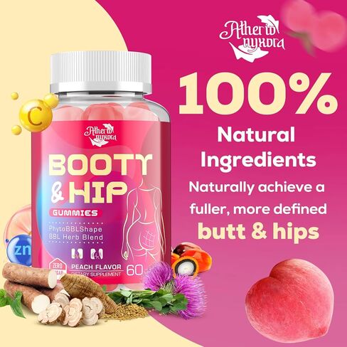 غنيمة غنيمة للنساء - BBL Gummies - مزيج عشبي مع Aguaje ، Fenugreek ، Kwao Krua ، اليام البري ، Thistle المبارك ، فيتامين C & zinc - نكهة الخوخ اللذيذة in Saudi Arabia
