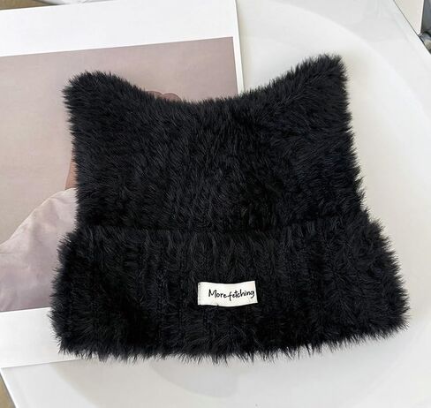 Women Winter Y2K Cute Cat Ears Hats Slouchy Plush Knitted Beanie Snow Ski Hat Fuzzy Warm Crochet Skull Cap 2025 in Saudi Arabia