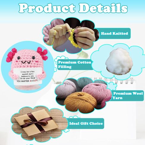 SZMDLX Positive Crocheted Potato Cucumber,Handmade Funny Support Cute Knitting Encouragement Knitted with Positive Notes Keychain Christmas Home Office Decor Party Decoration Décor Friend in Kuwait