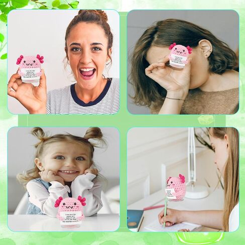 SZMDLX Positive Crocheted Potato Cucumber,Handmade Funny Support Cute Knitting Encouragement Knitted with Positive Notes Keychain Christmas Home Office Decor Party Decoration Décor Friend in Kuwait