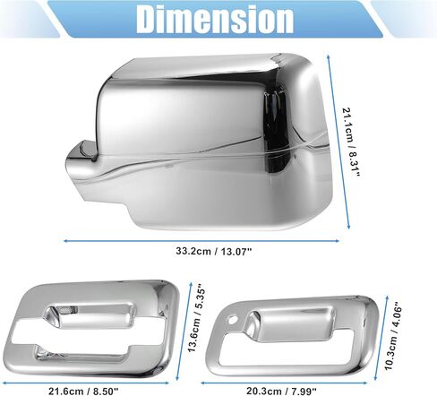 X AUTOHAUX Car Exterior Chrome Plated Mirror Cover, 4 Door Handle Cover, Tailgate Cap Overlay for Lincoln Mark LT 2006-2008, for Ford F150 2004-2008 in Saudi Arabia
