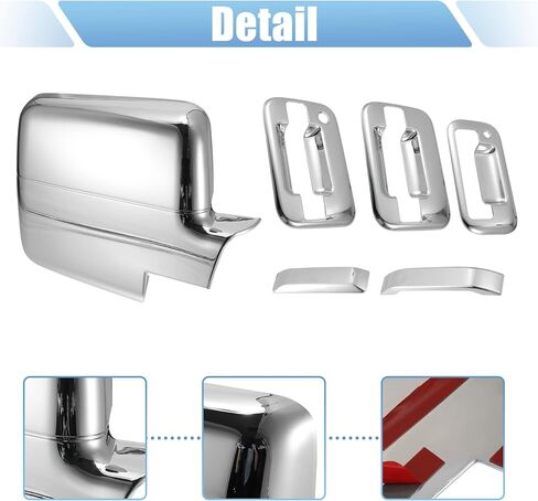 X AUTOHAUX Car Exterior Chrome Plated Mirror Cover, 4 Door Handle Cover, Tailgate Cap Overlay for Lincoln Mark LT 2006-2008, for Ford F150 2004-2008 in Saudi Arabia