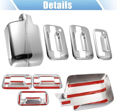 X AUTOHAUX Car Exterior Chrome Plated Mirror Cover, 4 Door Handle Cover, Tailgate Cap Overlay for Lincoln Mark LT 2006-2008, for Ford F150 2004-2008 in Saudi Arabia