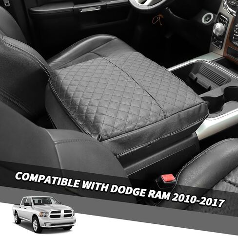 Jimen for Ram Armrest Cover, Car Center Console Cushion Pad Compatible with Dodge Ram 1500/2500/3500 2010-2017 (Black) in Saudi Arabia