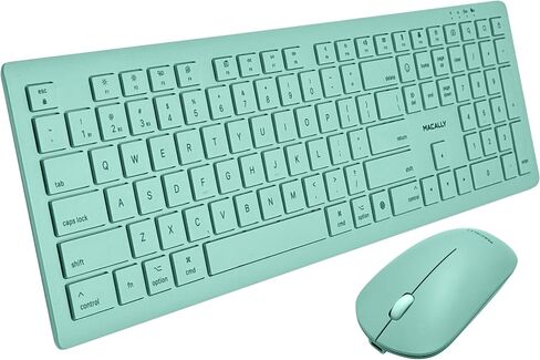 مجموعة لوحة مفاتيح وماوس لاسلكية من Macally لأجهزة Mac mini/Pro، وiMac، وMacBook، وiPad، وiPhone - مجموعة لوحة مفاتيح وماوس متوافقة مع بلوتوث Apple (أجهزة متعددة، قابلة لإعادة الشحن، مفاتيح تعبيرية) in Saudi Arabia