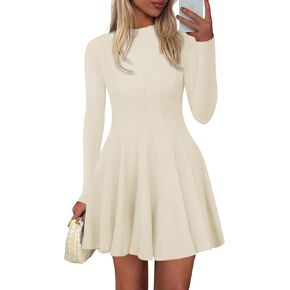 PRETTYGARDEN Fall Dresses for Women Elegant Classy 2025 Casual Long Sleeve Swing A Line Ruffle Short Homecoming Party Dress in Saudi Arabia