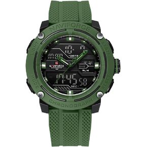 NAVIFORCE 5ATM Waterproof Sport Watches for Men Silicone Band Quartz Analog Digital Alarm Clock Chronograph Luminous Wristwatch in Kuwait