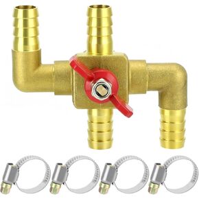 QWORK Solid Brass 5/8" 4-Way Heater Control Valve with Switch, 16mm Hose Barb Automotive Bypass in Kuwait