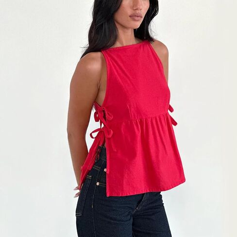 Women Y2k Babydoll Tank Top Teen Girl Preppy Tees Vintage Plaid Cami Shirt Summer Clothes Going Out Streetwear in Kuwait