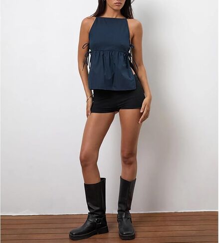 Women Y2k Babydoll Tank Top Teen Girl Preppy Tees Vintage Plaid Cami Shirt Summer Clothes Going Out Streetwear in Kuwait