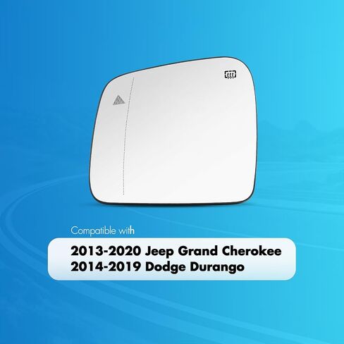 متوافق مع 2013-2020 Jeep Grand Grand Cherokee Passenger Side Mirror Glass ، 2014-2019 Dodge Durango Refle in Kuwait