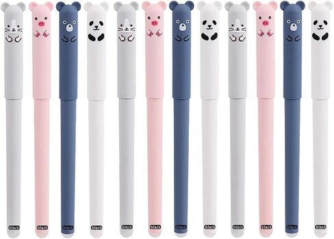 YYaaloa Erasable Gel Pens Fine Point 0.5mm Blue Inks 12 Pack Cute Cartoon Make Mistakes Disappear for Writing Planner and Crossword Puzzles Adult Writing Kids Calligraphy Note Taking (Blue) in Saudi Arabia