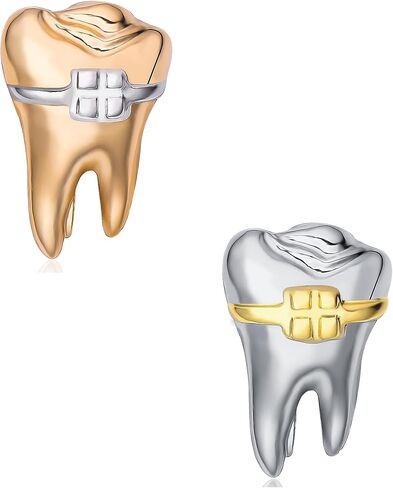 Plikin 2pcs أسنان الأسنان دبابيس طب الأسنان الطبية طبيب الأسنان للضامب الظهر لاعب الأسنان شارة دبابيس الفضة الذهب in Kuwait