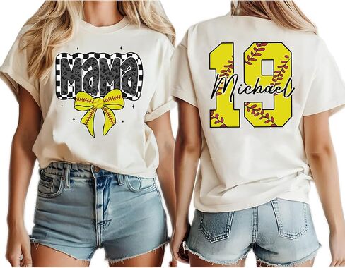 LASFOUR Personalized Softball Mom Shirt, Custom Mom Shirts for Women, Softball Sweatshirts in Kuwait