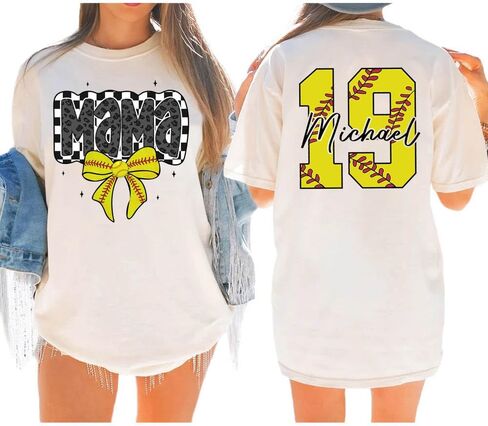 LASFOUR Personalized Softball Mom Shirt, Custom Mom Shirts for Women, Softball Sweatshirts in Kuwait