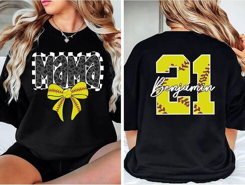 LASFOUR Personalized Softball Mom Shirt, Custom Mom Shirts for Women, Softball Sweatshirts in Kuwait