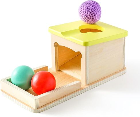 IEATFO Montessori Toys for Toddlers of Tracking, Sorting, Stacking - Wooden Ball Coin Drop Box - Wooden Shape Sorter - Silicone Rainbow Stacker, Good for Fine Motor Training and Hand-Eye Coordination in Saudi Arabia