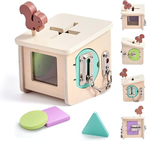 ألعاب Ieatfo Montessori للأطفال الصغار من التتبع والفرز والتكديس - صندوق قطاع الكرة الخشبي - سفر خشب الشكل - Stidicone Rainbow Stacker ، جيد للتدريب على المحرك بشكل جيد وتنسيق العين in Kuwait