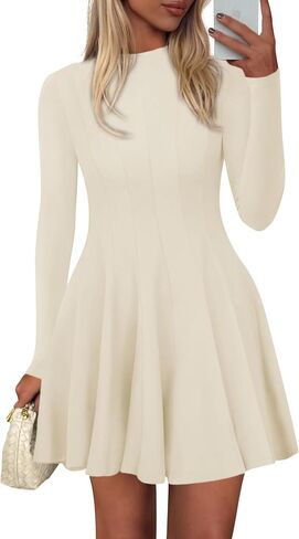 Prettygarden Fall Dresses for Women Elegant Symy 2025 Disual Long Sleeve Swing a Line Shulk Short Homecoming Party Bress in Saudi Arabia
