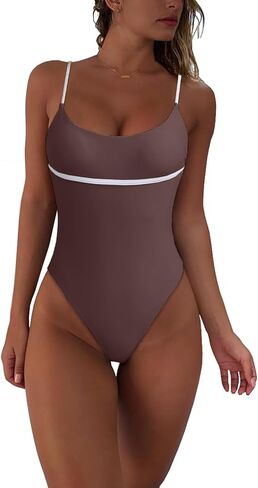 Geluboao نساء مثير بلوك كتلة مفتوحة الظهر بدلة الاستحمام قطعة واحدة صفيق عالي قطع ثونغ السباحة in Kuwait