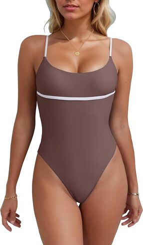 Geluboao نساء مثير بلوك كتلة مفتوحة الظهر بدلة الاستحمام قطعة واحدة صفيق عالي قطع ثونغ السباحة in Kuwait