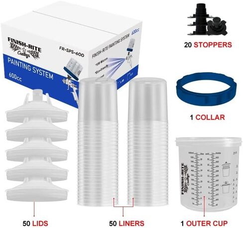 Disposable Paint Cup Set 600ML 50 Lids & Liners w/Hard Cup (Compare to 3M PPS 16000) in Kuwait