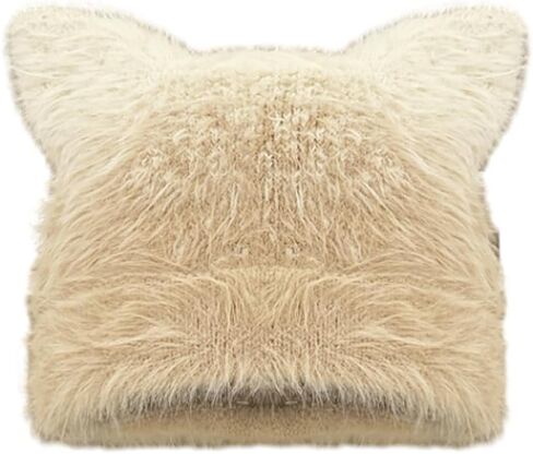 Y2K Cat Ear Beanie Hats Fuzzy Winter Cute Knitted Cat Beanie Kawaii Slouchy Warm Crochet Skull Beanies Cap 2025 in Saudi Arabia