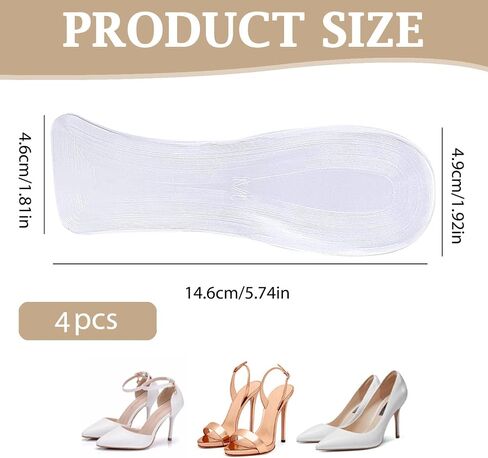 4 Pcs Weight Shifting High Heel Insoles for Women, Gel Ball of Foot Cushions for Heels, Non Slip Foot Pads for Pain Relief and Pressure Support, Shoe Inserts for Heels (Medium for US 8-9.5) in Kuwait