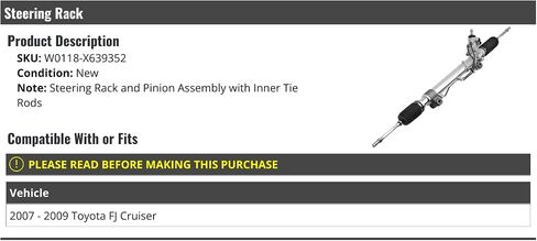 Power Steering Rack - Compatible with 2007-2009 Toyota FJ Cruiser in Saudi Arabia