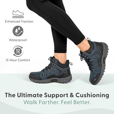 حذاء Orthofeet Dakota لتقويم العظام للنساء للمشي لمسافات طويلة | جلد مقاوم للماء، مقاوم للانزلاق، سهل الارتداء بدون استخدام اليدين مع دعم قوس النعل المتين، بطانة مريحة، صندوق عريض عند الأصابع in Kuwait