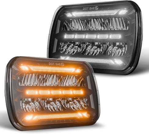 Mondeview 7x6 5x7 المصباح الأمامي LED H6054 مصابيح أمامية LED مصابيح الأمامية ذات الحزمة المختومة مع إشارة بدورها عالي الحزمة متوافقة مع Jeep Wrangler YJ Cherokee XJ in Kuwait