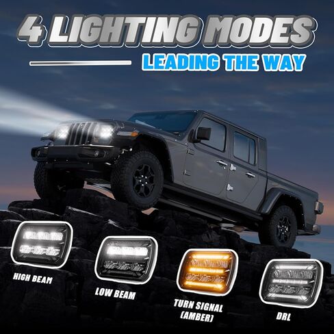 Mondeview 7x6 5x7 المصباح الأمامي LED H6054 مصابيح أمامية LED مصابيح الأمامية ذات الحزمة المختومة مع إشارة بدورها عالي الحزمة متوافقة مع Jeep Wrangler YJ Cherokee XJ in Kuwait