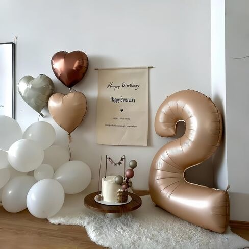 Big Number 2 Balloon Light Pink, Foil 2 Balloons with Pastel Baby Pink Helium 18 Inch Heart Star Balloon, 40'' Self Inflating Two Balloon Number for Girls 2nd Birthday Party Women Valentines Day Decor in Saudi Arabia