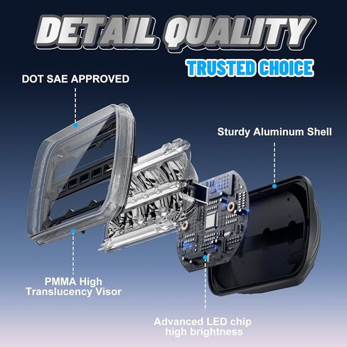 Mondeview 7x6 5x7 المصباح الأمامي LED H6054 مصابيح أمامية LED مصابيح الأمامية ذات الحزمة المختومة مع إشارة بدورها عالي الحزمة متوافقة مع Jeep Wrangler YJ Cherokee XJ in Kuwait