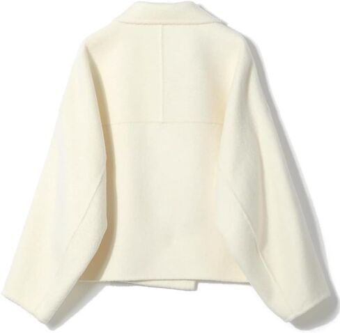utcoco Women Cropped Thicken Wool Coats Oversized Short Jackets Notched Lapel Pea Coat Trench Overcoats with Pockets in Saudi Arabia