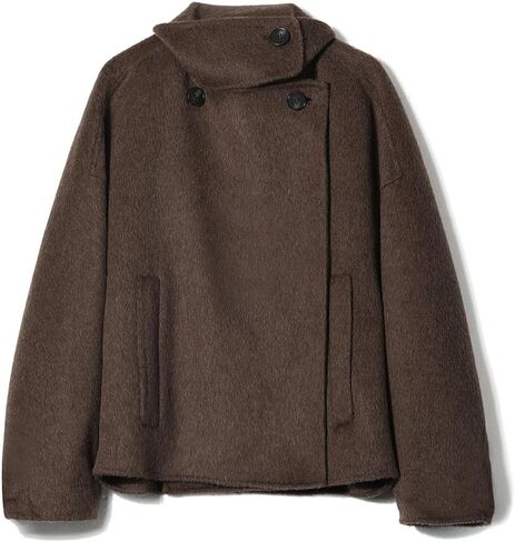 utcoco Women Cropped Thicken Wool Coats Oversized Short Jackets Notched Lapel Pea Coat Trench Overcoats with Pockets in Saudi Arabia