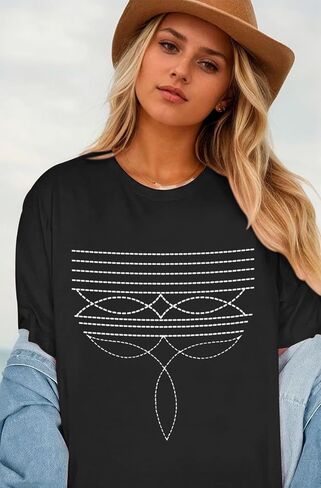 Western Shirts for Women Cowgirl Boot Stitch Shirt Rodeo Oversized Graphic Tees Vintage Tshirts Country Boho Clothing in Kuwait