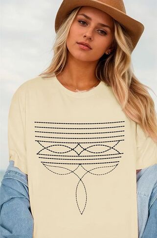 Western Shirts for Women Cowgirl Boot Stitch Shirt Rodeo Oversized Graphic Tees Vintage Tshirts Country Boho Clothing in Kuwait