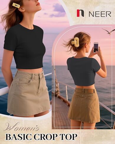 قمم محصول Neer 3 Pack للسيدات ، قرع طاقم القمصان القصيرة القصيرة القصيرة. in Saudi Arabia
