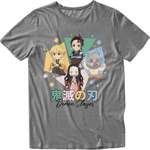Demon Slayer Season 2 Kimetsu No Yaiba Anime Chibis & Kanji Casual Adult Unisex Men’s and Women’s Short Sleeve T-Shirt in Kuwait