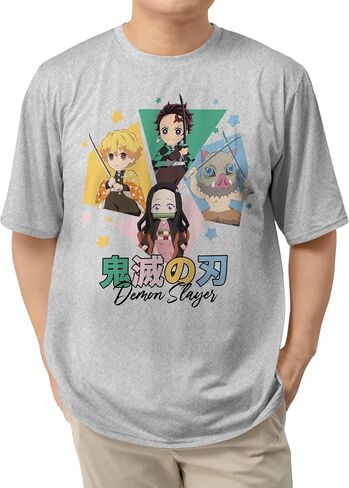 Demon Slayer Season 2 Kimetsu No Yaiba Anime Chibis & Kanji Casual Adult Unisex Men’s and Women’s Short Sleeve T-Shirt in Kuwait