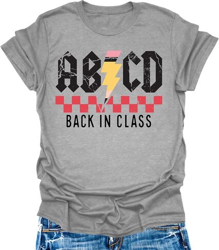 Women Back in Class Shirt Back to School Shirts Teacher T-Shirt ABCD Cute Graphic Tee Short Sleeve Tops in Saudi Arabia