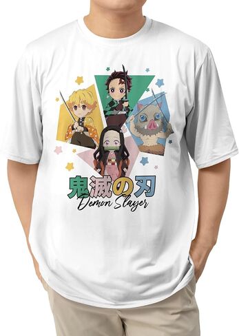 Demon Slayer Season 2 Kimetsu No Yaiba Anime Chibis & Kanji Casual Adult Unisex Men’s and Women’s Short Sleeve T-Shirt in Kuwait
