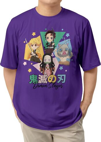 Demon Slayer Season 2 Kimetsu No Yaiba Anime Chibis & Kanji Casual Adult Unisex Men’s and Women’s Short Sleeve T-Shirt in Kuwait